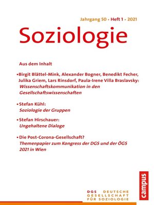 cover image of Soziologie 1/2021
